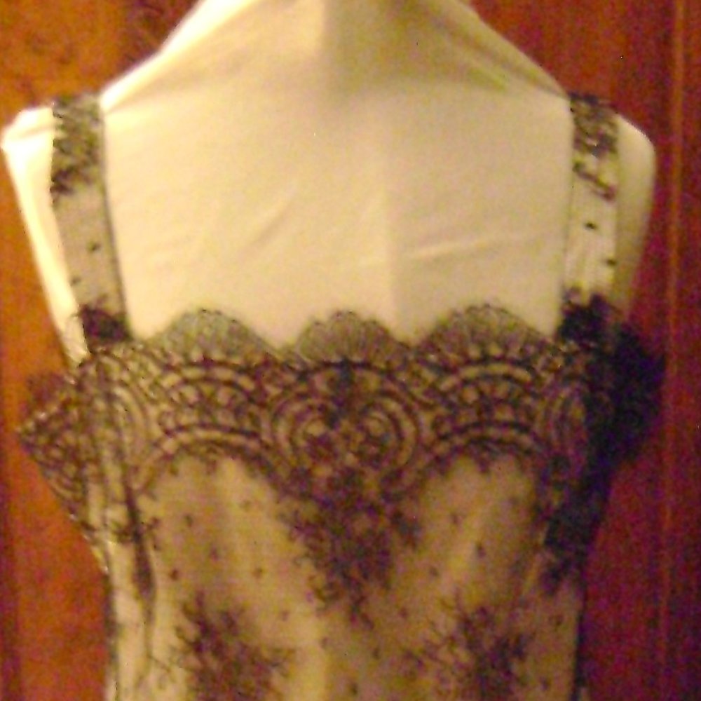 Vintage (1980s or 1990s) Black Lace Skirt and Top, lined in Very Silky Gray